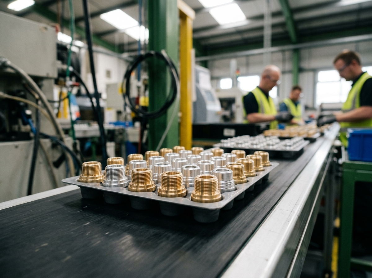Finished components on a production line