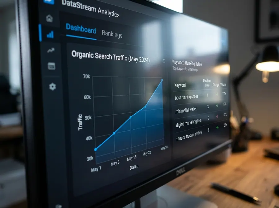 Website analytics dashboard showing visitor and enquiry trends