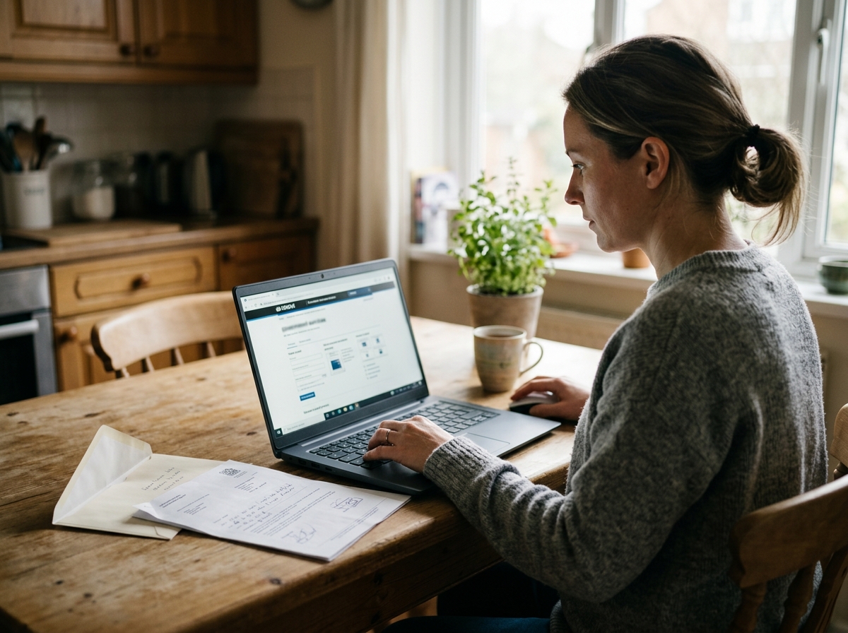 Resident finding a public service online on a laptop