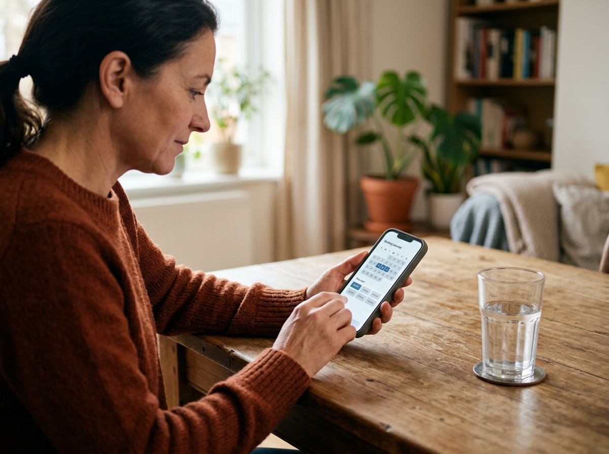 Patient booking an appointment on a clinic website on a phone
