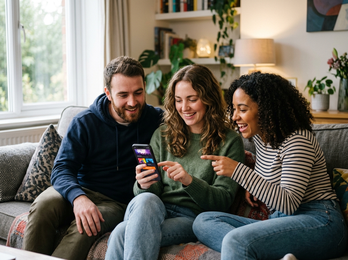Friends booking an activity on a venue website on a phone
