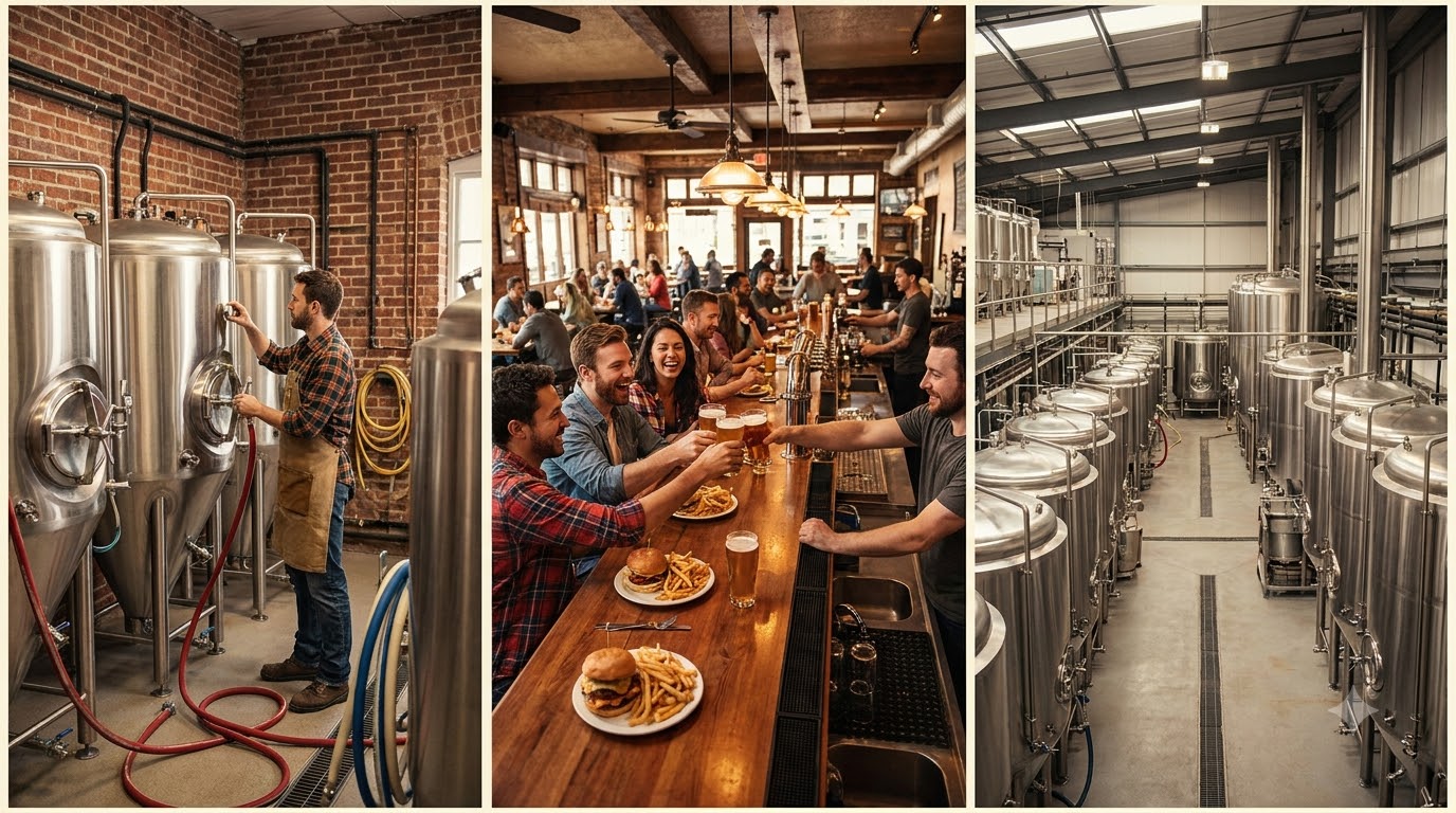 A microbrewery, a busy brewpub and a regional brewhouse