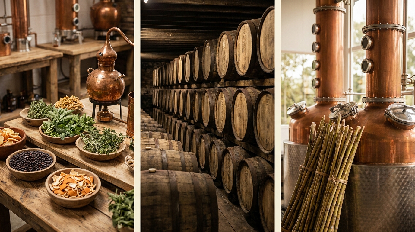 A craft gin distillery, a whisky cask warehouse and a rum distillery
