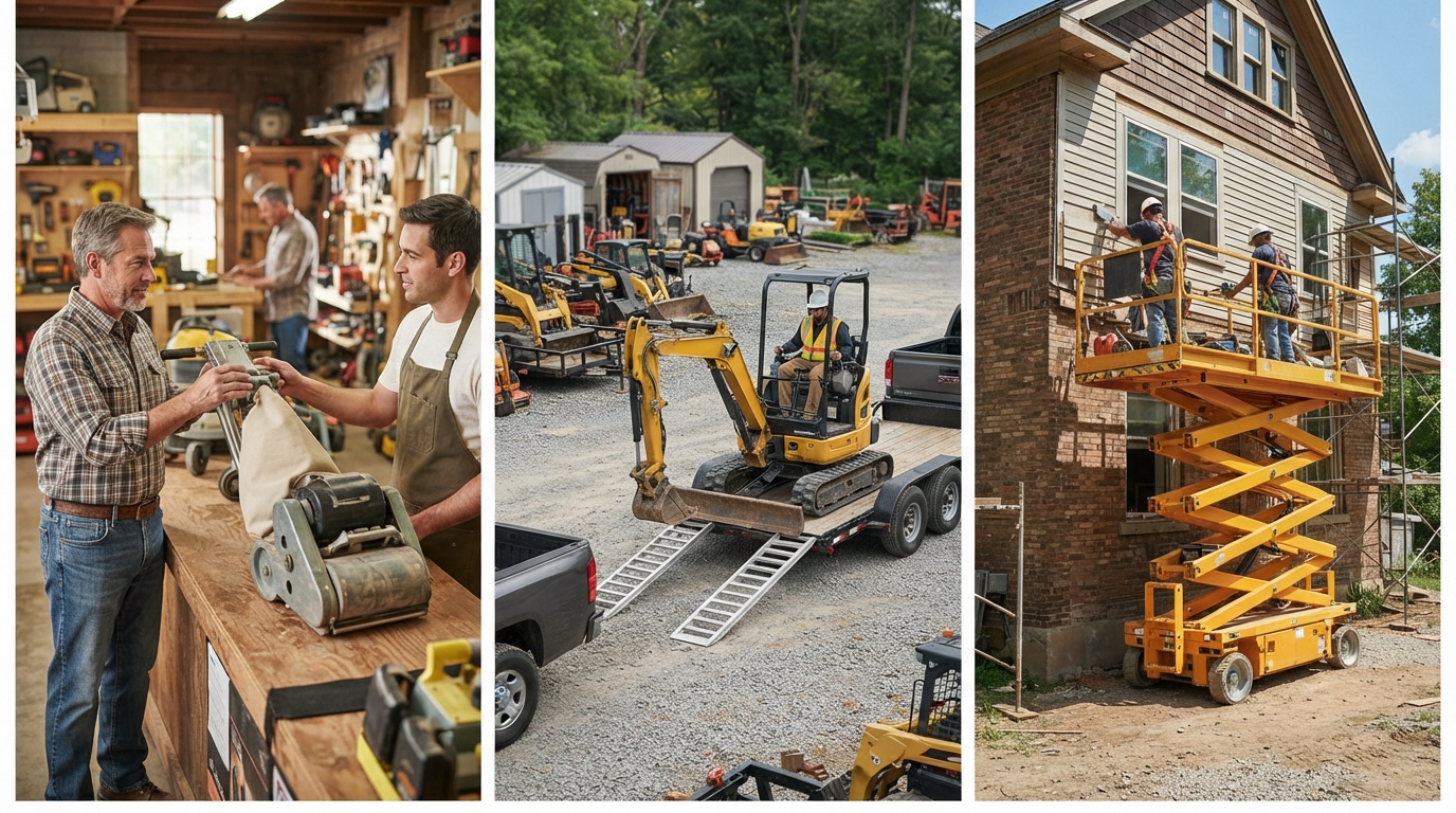 Tool rental, heavy equipment rental and aerial lift rental