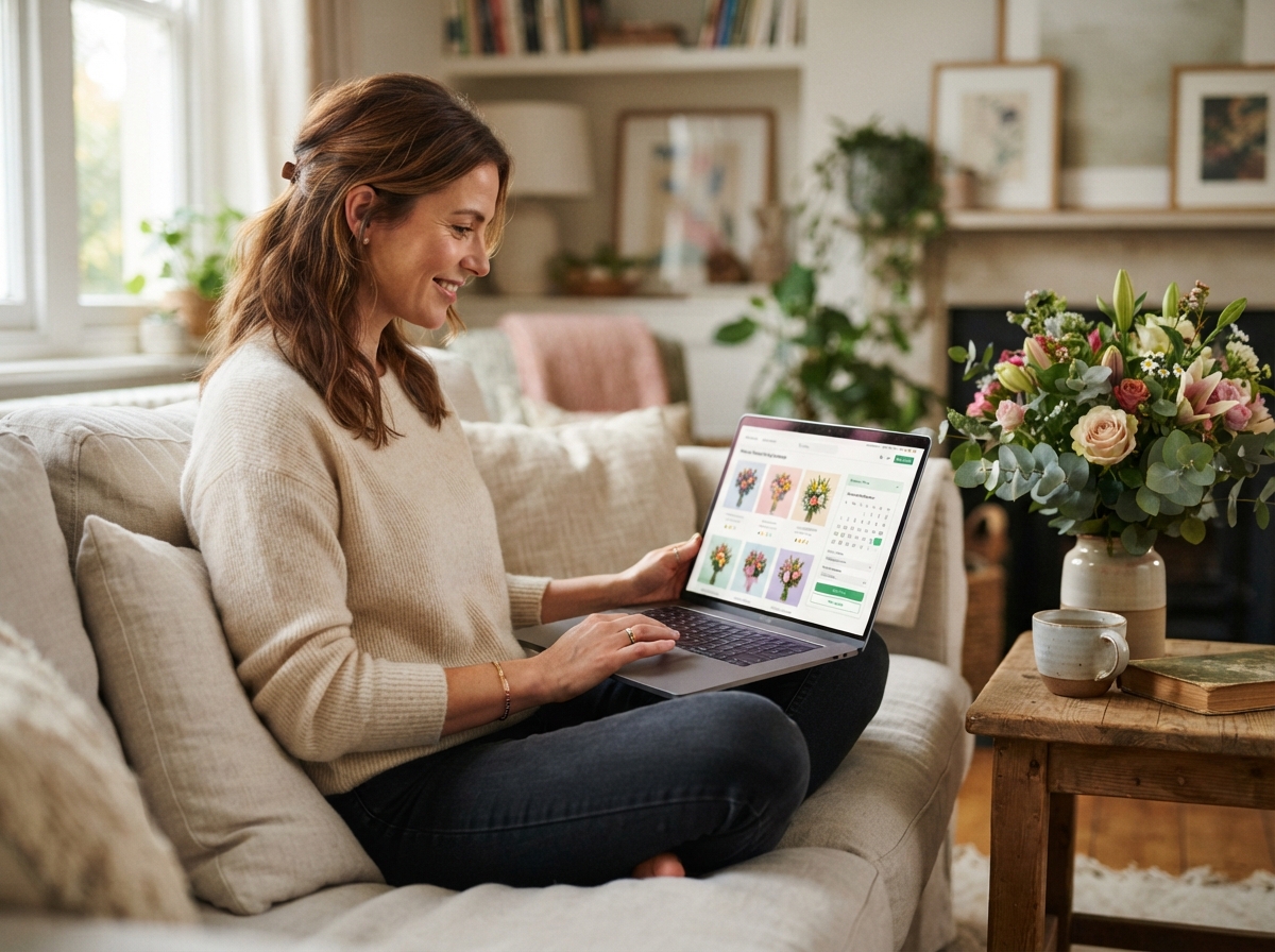 Shopper choosing a bouquet on a florist website