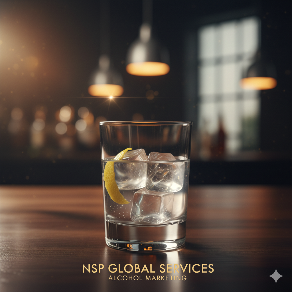 Craft cocktail served at a bar